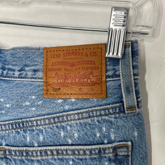 Levi's 501 Premium quality Button fly shorts Size 25 Distressed Dottie Blues - Picture 8 of 10